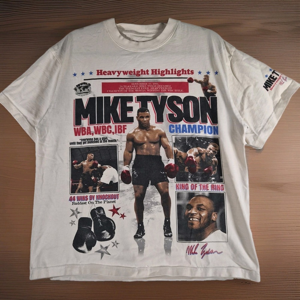 Mike Tyson Collection Heavyweight Highlights Boxing Graphic T Shirt Men's Medium